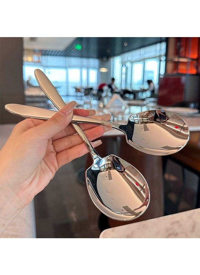 Generic 2Pcs Stainless Steel Large Serving Spoons Cook Serving Spoon Silver Long Handled Buffet Spoons Soup Spoon Cook Kitchen Tool for Catering Dinner Service.  - Image 5