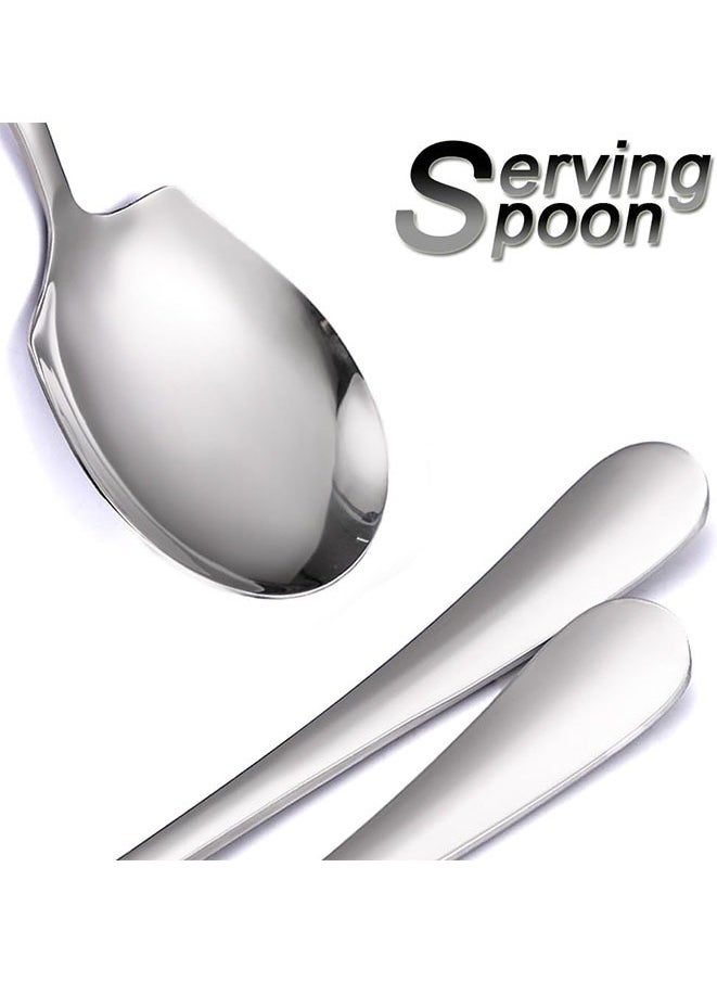 Generic 2Pcs Stainless Steel Large Serving Spoons Cook Serving Spoon Silver Long Handled Buffet Spoons Soup Spoon Cook Kitchen Tool for Catering Dinner Service.  - Image 4