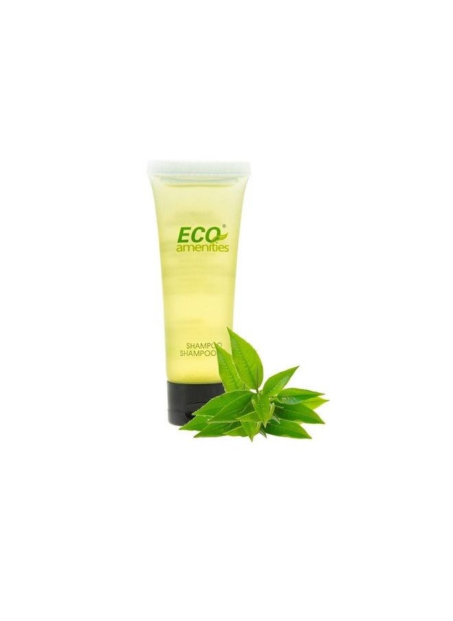 ECO Amenities - Travel Size Shampoo Bulk - 200 PACK, 30mL, 1 oz Hotel Shampoo Supplies for Guests - Green Tea Scent Eco Shampoo, Mini Shampoo with Flip Cap and Biodegradable Clear Container - Image 1