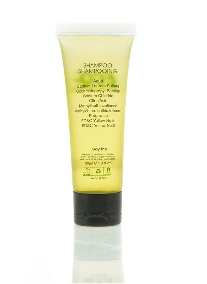 ECO Amenities - Travel Size Shampoo Bulk - 200 PACK, 30mL, 1 oz Hotel Shampoo Supplies for Guests - Green Tea Scent Eco Shampoo, Mini Shampoo with Flip Cap and Biodegradable Clear Container - Image 1