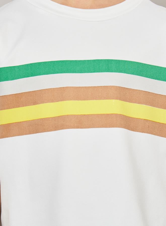 Styli Colorblock Print T-Shirt with Short Sleeves & Shorts Set - Image 3