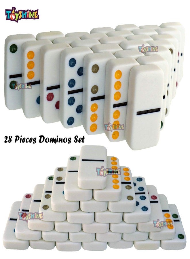 Toyshine Double 6 Color Dot Dominoes Tile Game Set,Classic 28 Pieces in Tin Case,Match and Fun Game for Kid - Image 3