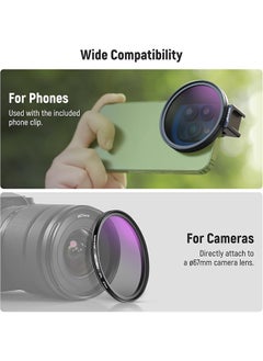 Neewer NEEWER 67mm CPL Filter for Phone, HD Polarizing Filter & Cold Shoe Phone Clip, with Carrying Pouch & Cleaning Cloth, Compatible with iPhone 16 15 Pro Max Plus 14 13 Samsung Galaxy S24 DSLR Cameras  - Image 2