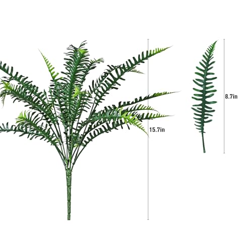 alyptus UV Resistant Fake Plants, 16 Bundles Artificial Plants Greenery, Realistic Fake Fern for Porch Decor & Outdoor Use - Image 2