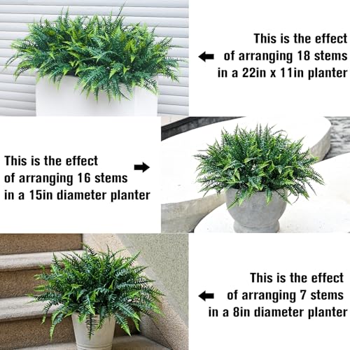 alyptus UV Resistant Fake Plants, 16 Bundles Artificial Plants Greenery, Realistic Fake Fern for Porch Decor & Outdoor Use - Image 5