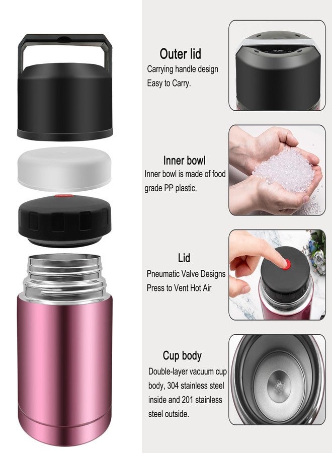 Zalaxt 28oz Soup Thermos, Stainless Steel Thermos for Hot Food, Wide Mouth Food Thermos Jar, Insulated Lunch Container Leak Proof Vacuum Thermal Flask(rosered) - Image 5