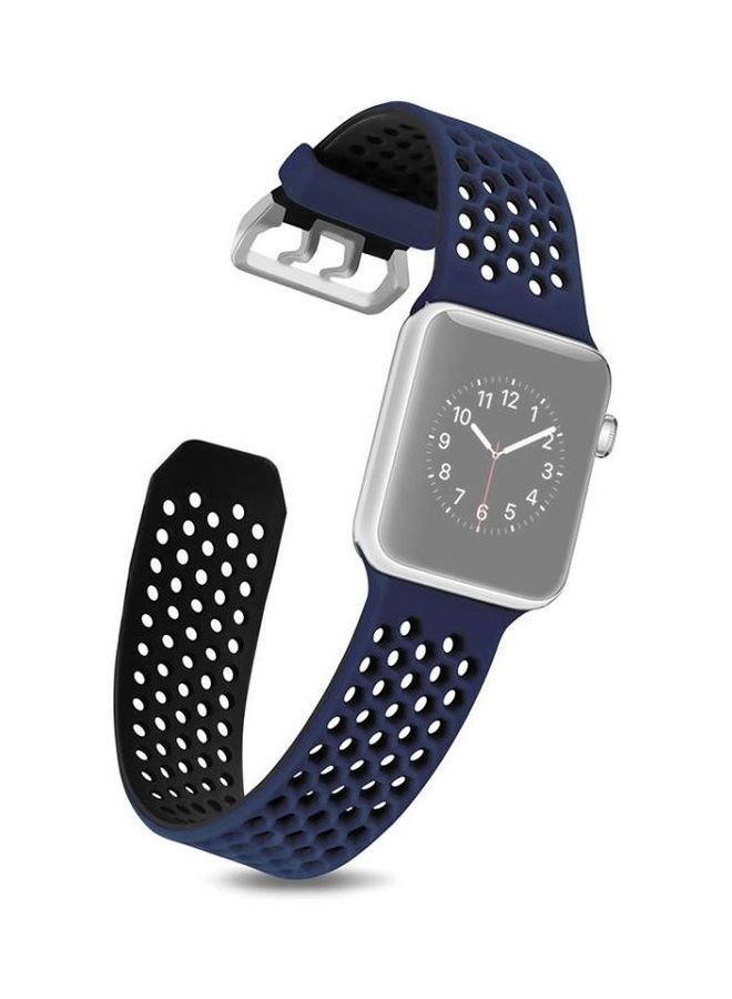 NIBEMINENT Two-tone Honeycomb Sport Watchband For Apple Watch Series 7 41mm/6 & SE 5 4 40mm/3 2 1 38mm Blue Black - Image 2