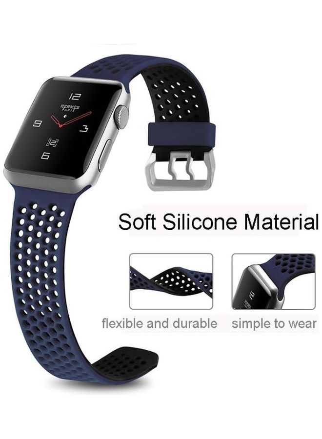 NIBEMINENT Two-tone Honeycomb Sport Watchband For Apple Watch Series 7 41mm/6 & SE 5 4 40mm/3 2 1 38mm Blue Black - Image 5