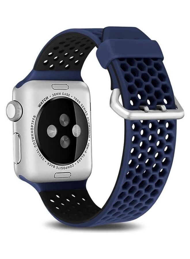 NIBEMINENT Two-tone Honeycomb Sport Watchband For Apple Watch Series 7 41mm/6 & SE 5 4 40mm/3 2 1 38mm Blue Black - Image 1
