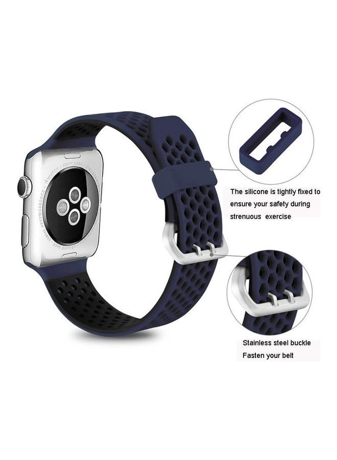 NIBEMINENT Two-tone Honeycomb Sport Watchband For Apple Watch Series 7 41mm/6 & SE 5 4 40mm/3 2 1 38mm Blue Black - Image 4