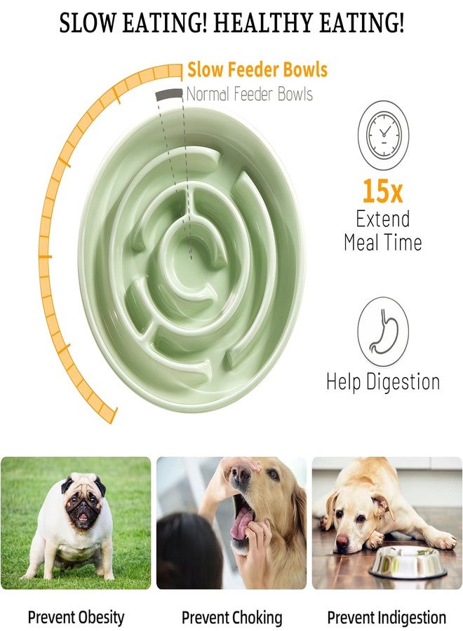 Soniuong Ceramic Slow Feeder Dog Bowl,1.5 Cups Pet Slow Feeder for Small and Medium Breed,Puzzle Dog Food Dish,Anti-Gulping,Stop Bloat,Preventing Choking(Green) - Image 4