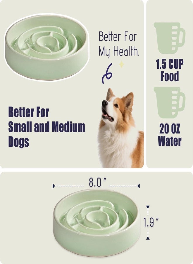 Soniuong Ceramic Slow Feeder Dog Bowl,1.5 Cups Pet Slow Feeder for Small and Medium Breed,Puzzle Dog Food Dish,Anti-Gulping,Stop Bloat,Preventing Choking(Green) - Image 2