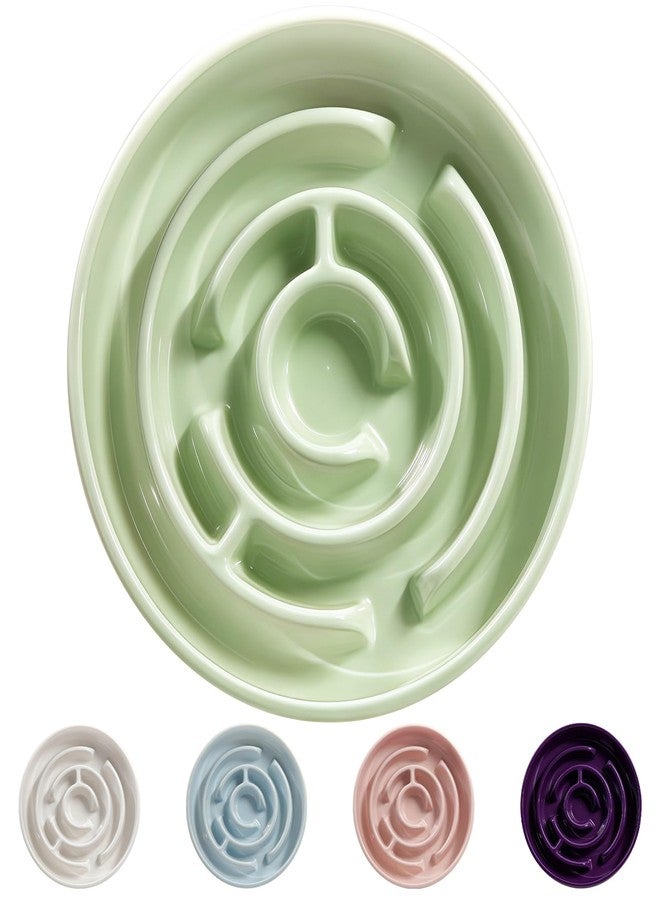 Soniuong Ceramic Slow Feeder Dog Bowl,1.5 Cups Pet Slow Feeder for Small and Medium Breed,Puzzle Dog Food Dish,Anti-Gulping,Stop Bloat,Preventing Choking(Green) - Image 1