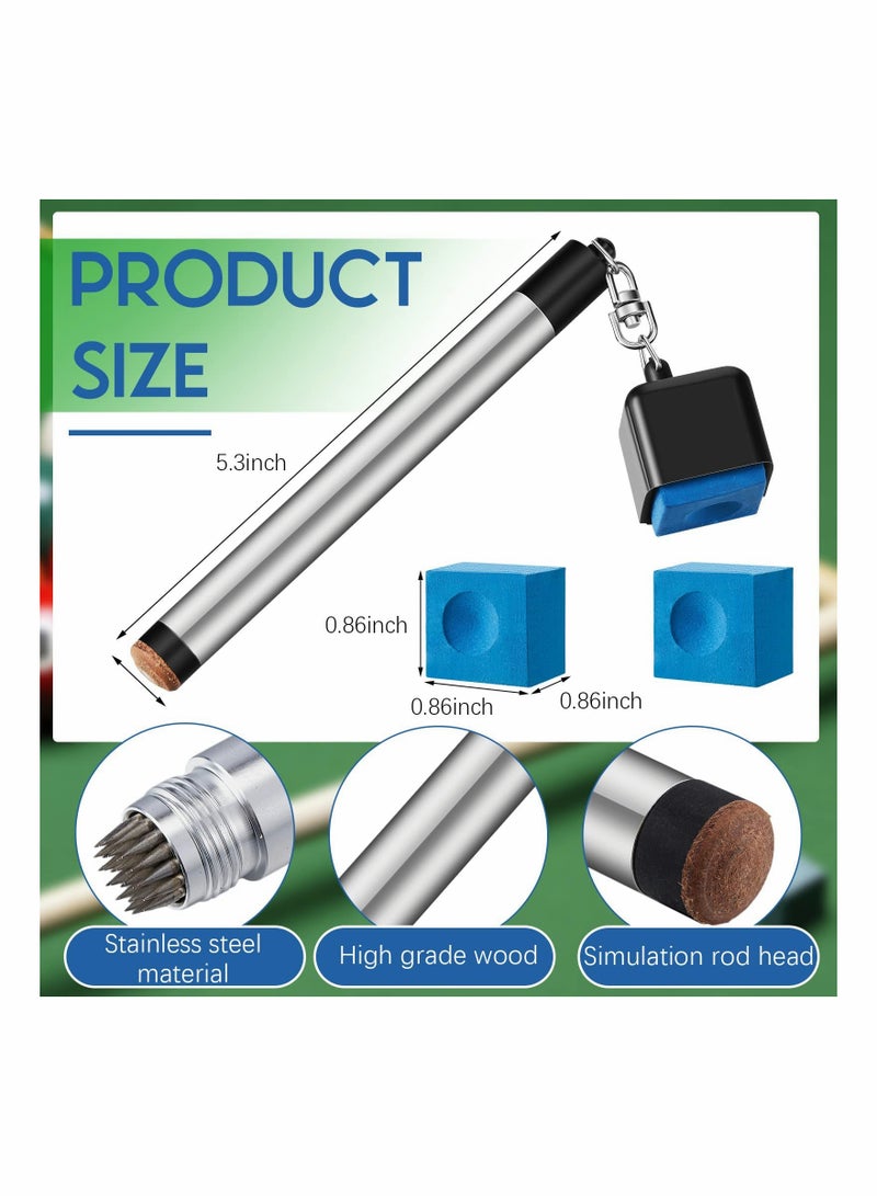 Zikra 2 Pcs Pool Chalk Holder for Billiards 2 in 1 Cue Chalk Holder Portable Cue Tip Billiard Cue Tip Tool with 4 Pcs Pool Chalk Cubes Pool Table Accessories for Sport Game Tournament Home Hobby - Image 2