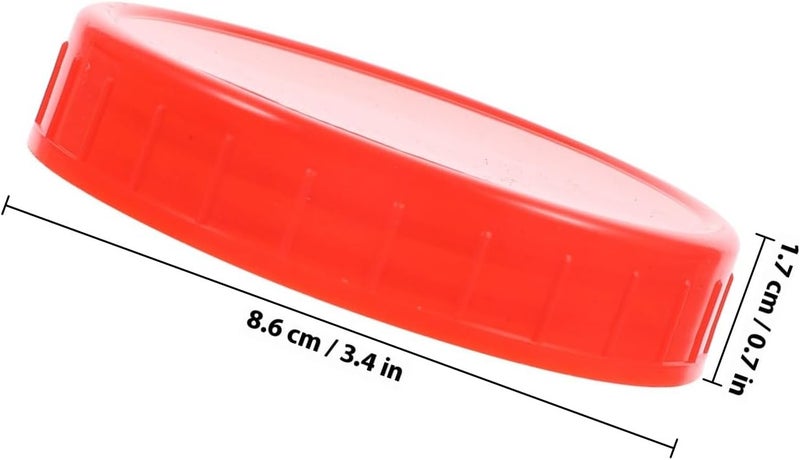 TIDTALEO 10pcs Wide Mouth Plastic Jar Lids Sealed Bottle Covers 86mm Red Mason Jar Storage Caps for Canning and Food Preservation - Image 2