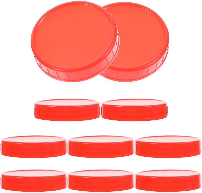 TIDTALEO 10pcs Wide Mouth Plastic Jar Lids Sealed Bottle Covers 86mm Red Mason Jar Storage Caps for Canning and Food Preservation - Image 1