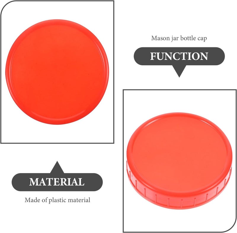 TIDTALEO 10pcs Wide Mouth Plastic Jar Lids Sealed Bottle Covers 86mm Red Mason Jar Storage Caps for Canning and Food Preservation - Image 3