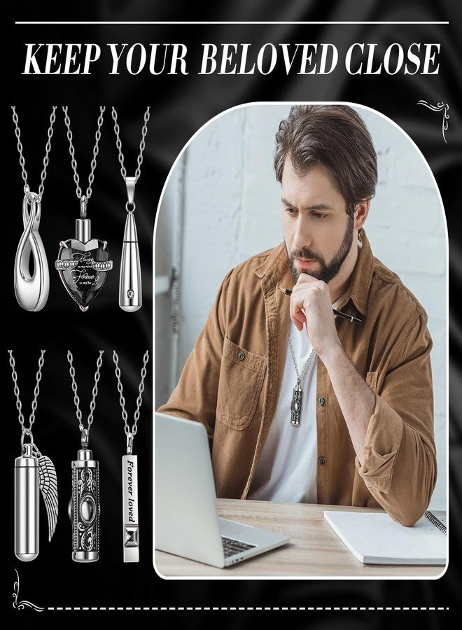Ecation 15 Pcs Urn Necklace for Ashes Women Keepsake Cremation Jewelry Stainless Steel Cross Heart Cubic Locket Ashes Necklace for Human Loved One, No Gemstone - Image 4