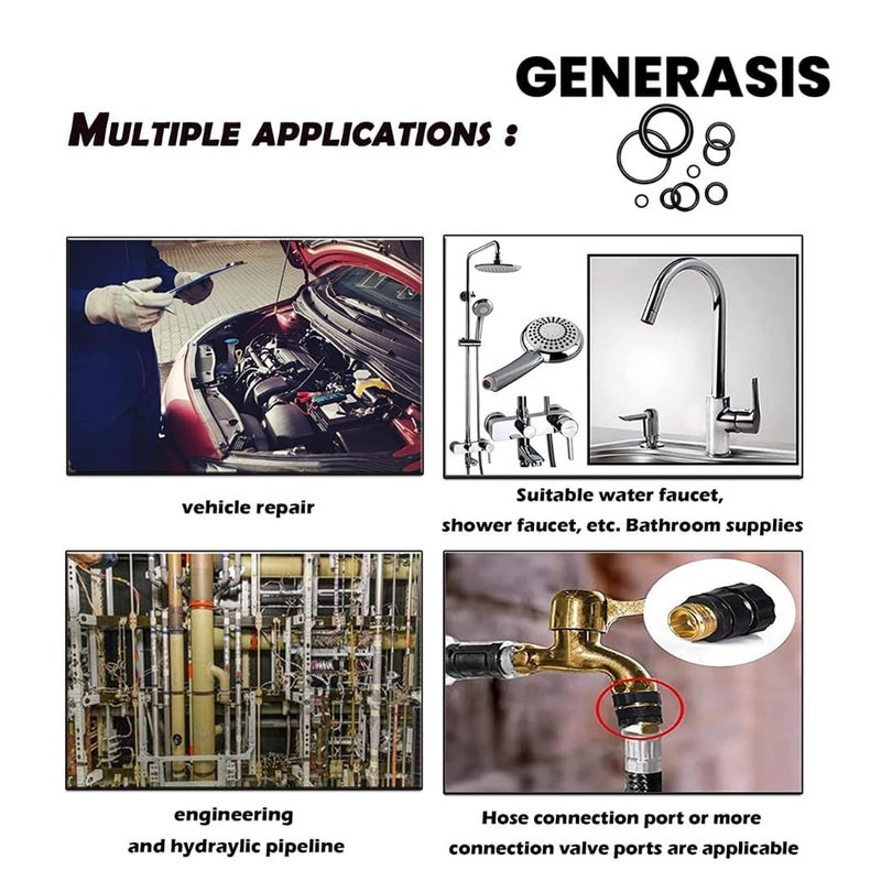 GENERASIS Generasis 36 Pcs ORing Kit 322mm with 18 sizes 2 pcs each Nitrile Rubber Metric O Ring for Seal Hydraulic Plumbing Auto sealing oil Resistant Hydraulic compressor Car Cycle Tap Gasket  - Image 4