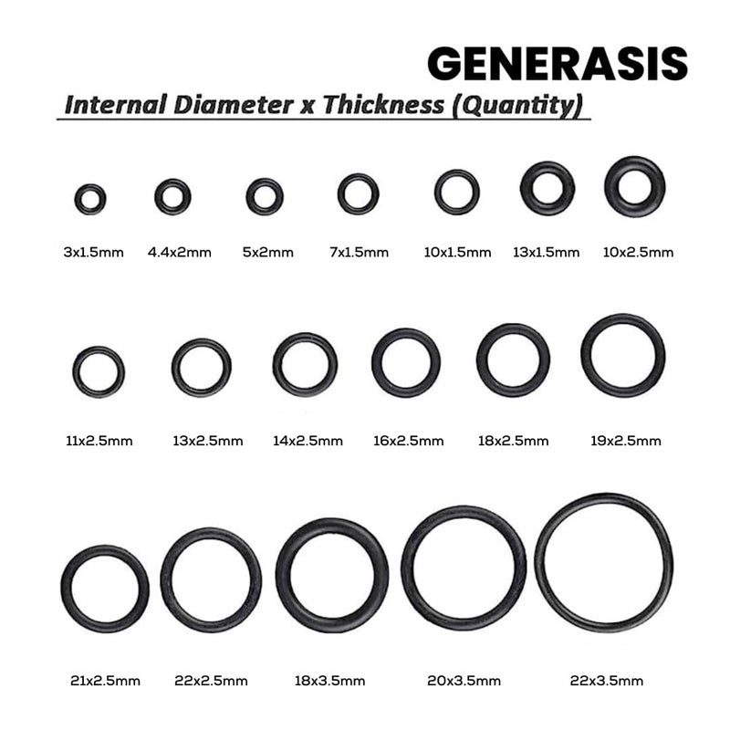 GENERASIS Generasis 36 Pcs ORing Kit 322mm with 18 sizes 2 pcs each Nitrile Rubber Metric O Ring for Seal Hydraulic Plumbing Auto sealing oil Resistant Hydraulic compressor Car Cycle Tap Gasket  - Image 2