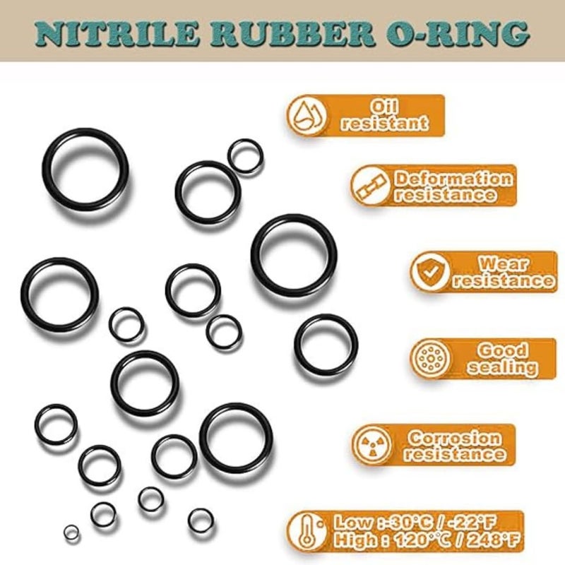 GENERASIS Generasis 36 Pcs ORing Kit 322mm with 18 sizes 2 pcs each Nitrile Rubber Metric O Ring for Seal Hydraulic Plumbing Auto sealing oil Resistant Hydraulic compressor Car Cycle Tap Gasket  - Image 3