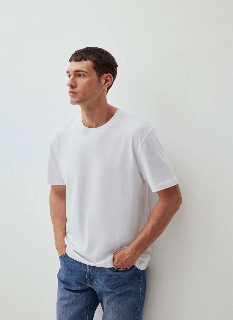 مافي Crew Neck White Basic T-Shirt
