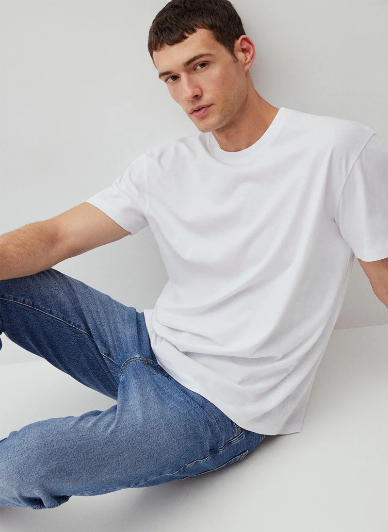 مافي Crew Neck White Basic T-Shirt