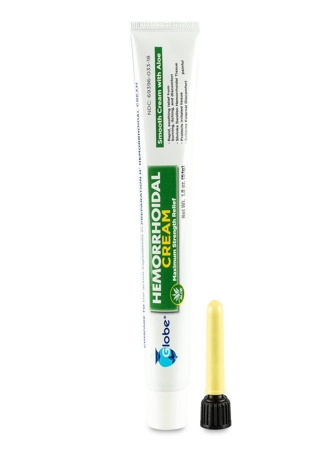 Globe Hemorrhoidal Cream, Phenylephrine HCl, Pramoxine with Aloe, Relief from Burning, Itching and Discomfort of Hemorrhoids, 1.8 Ounces - Image 1