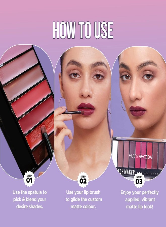 Hilary Rhoda Match Maker Lip Palette | Lip Palette for Women | Waterproof & Matte Finish | Lip Palettes for Every Occasion | Infused with Shea Butter & Vitamin E - 12g (Mood Changer - Shade 01) - Image 5