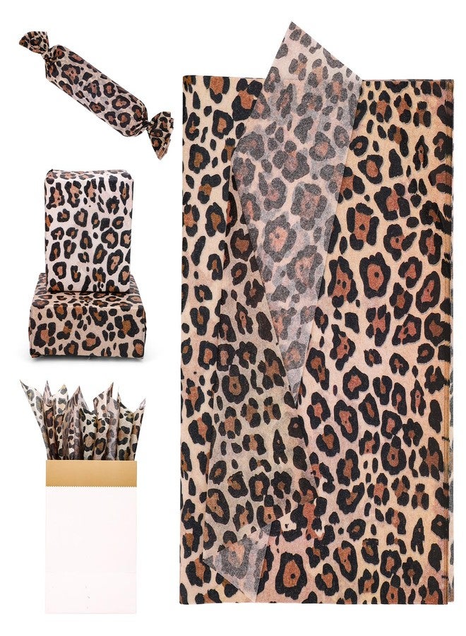 Fukaisu 60 Sheets Leopard Print Tissue Paper, 35x50cm/13.77x19.68in Cheetah Print Gift Wrapping Paper for Flower Bouquet DIY Crafts Birthday Safari Animal Party Wedding Holiday - Image 1