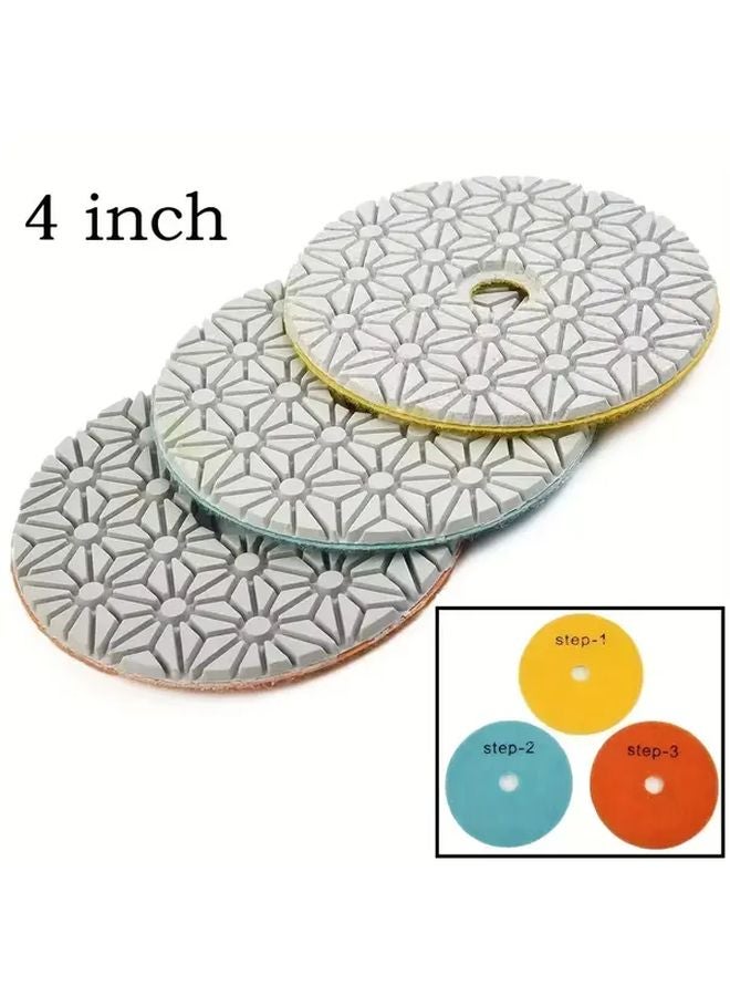 3Pcs 4 Inch Diamond Polishing Pads For Granite Concrete Marble Wet Dry Use - Image 3
