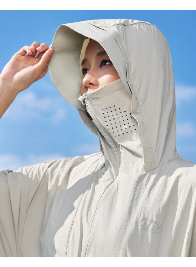 إكستيب 【حماية من الشمس وتنفس】 سترة خريفية خفيفة وفضفاضة مع قلنسوة عريضة الحواف للحماية من الشمس للأنشطة الخارجية - Image 1