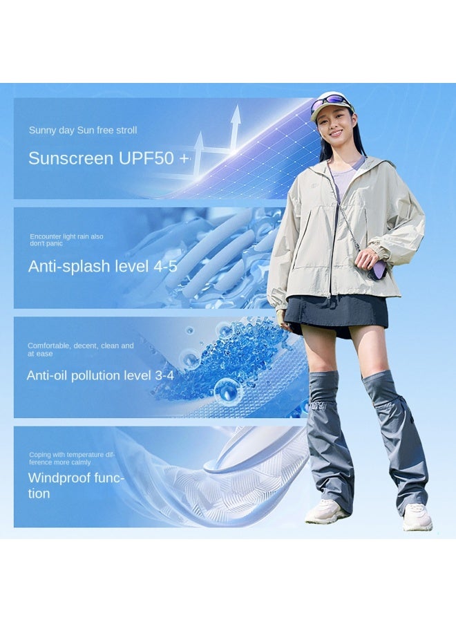 إكستيب 【حماية من الشمس وتنفس】 سترة خريفية خفيفة وفضفاضة مع قلنسوة عريضة الحواف للحماية من الشمس للأنشطة الخارجية - Image 2