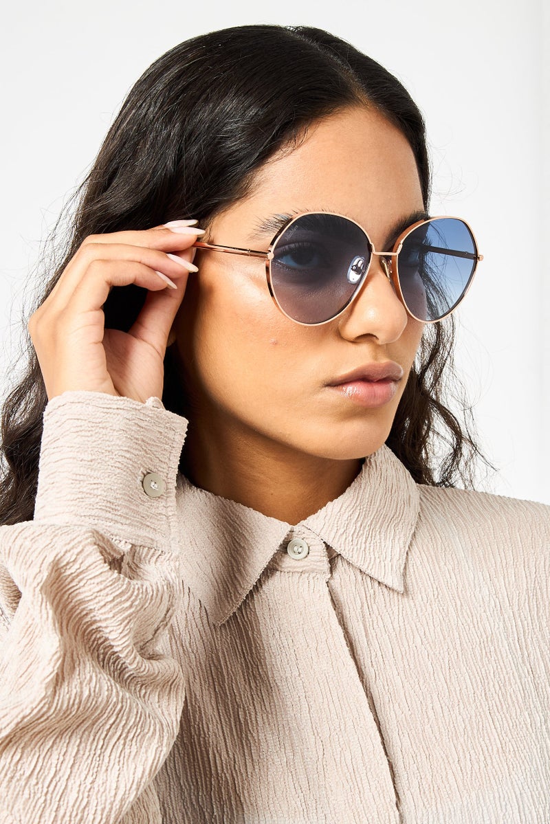 MaxMara Women MM009633W57 Round Sunglasses, Rose Gold - Image 5