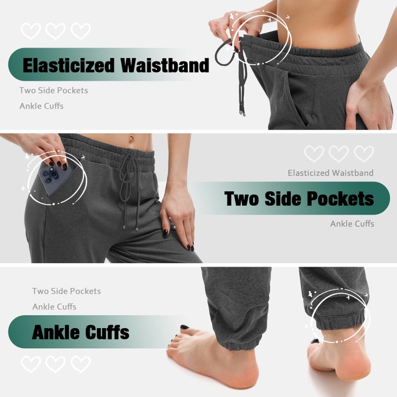 Walifrey Womens Joggers with Pockets, Drawstring Sweatpants Women for Lounging Jogging Gym and Workout DeepGrey,1 Pack DeepGrey S - Image 5