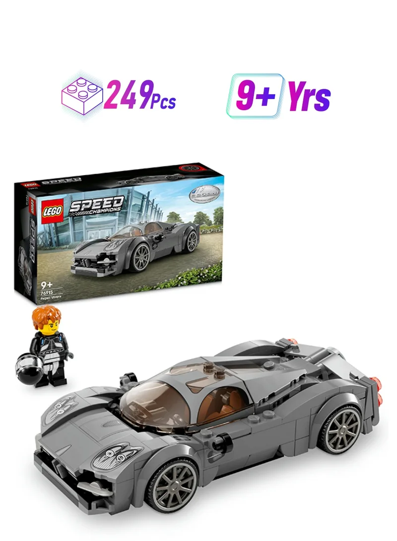 LEGO Speed Champions Pagani Utopia 76915 Hypercar Model; Collectible Building Toy Set; Gift for Kids Aged 9+ Who Love Imaginative Play and Passionate Vehicle Fans; Includes a Driver Minifigure (249 Pieces)