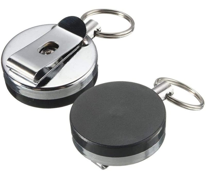 Kidultz Metal I'd Card Retractable Silver & Black Yoyo with Premium Transparent Acrylic I'd Card Holder - (1 Set - 1 Acrylic I'd Holder, 1 Metal Yoyo, 1 Key Hook & 1 Key Ring) (Horizontal Holder) - Image 4