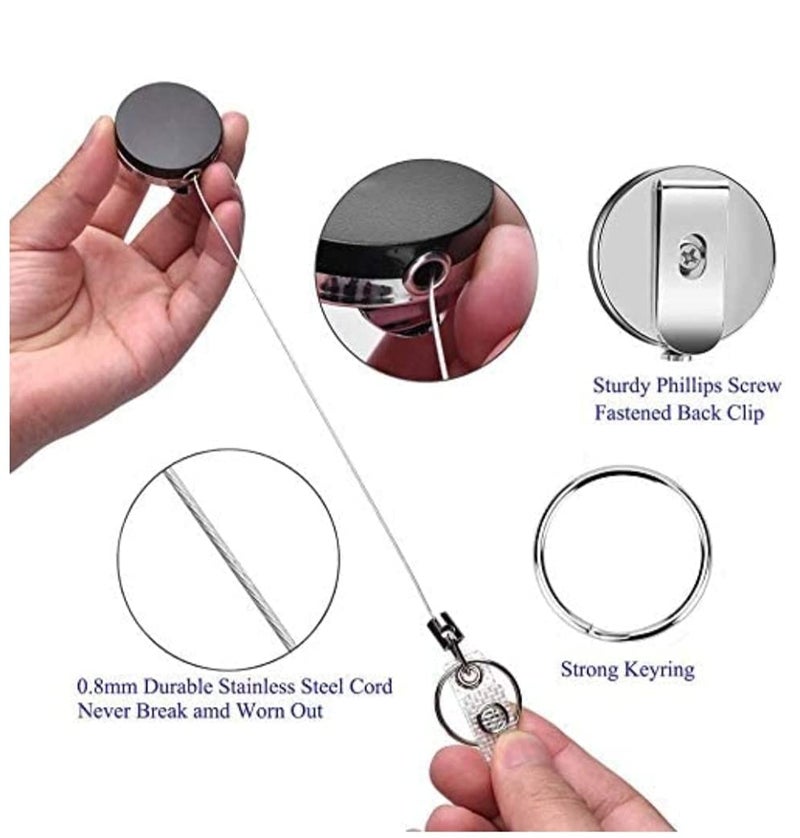 Kidultz Metal I'd Card Retractable Silver & Black Yoyo with Premium Transparent Acrylic I'd Card Holder - (1 Set - 1 Acrylic I'd Holder, 1 Metal Yoyo, 1 Key Hook & 1 Key Ring) (Horizontal Holder) - Image 5
