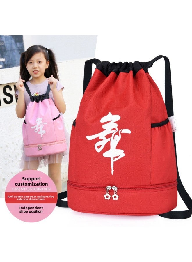 Customized Children's Schoolbag Student Backpack Women's Dance Bag Bundle Pocket Backpack With Shoes Printed Logo Drawstring Bag-Color:Pink - Image 3