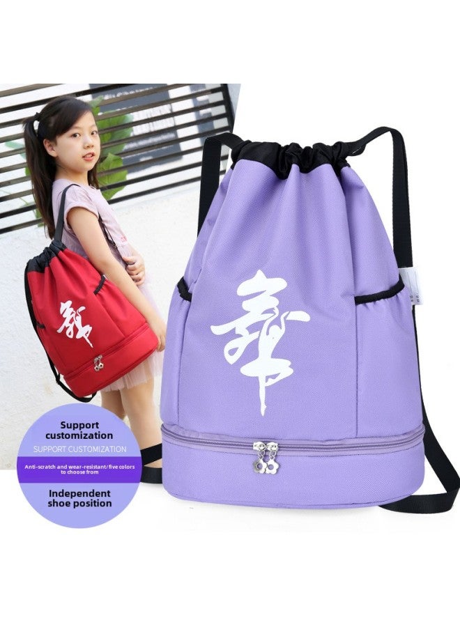 Customized Children's Schoolbag Student Backpack Women's Dance Bag Bundle Pocket Backpack With Shoes Printed Logo Drawstring Bag-Color:Pink - Image 2