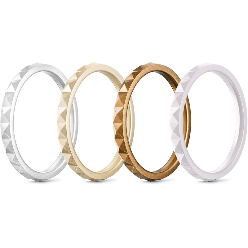Egnaro Silicone Wedding bands women:2.5mm Wide - 2mm Thick Gold and Silver Rubber Rings with Half Size,4-8 Variety Multipack - Image 1