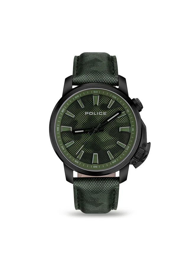 POLICE Men's Kavalan Analog Leather Wrist Watch - 44mm - Green