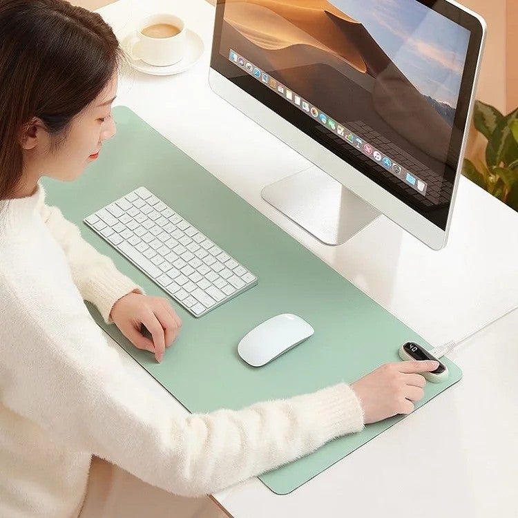 Y&D Large Heated Mouse Pad 800x330mm AC220V, Keep Hands Warm, Smart Reminder, Heat Desk Pad for Office & Home - Image 1