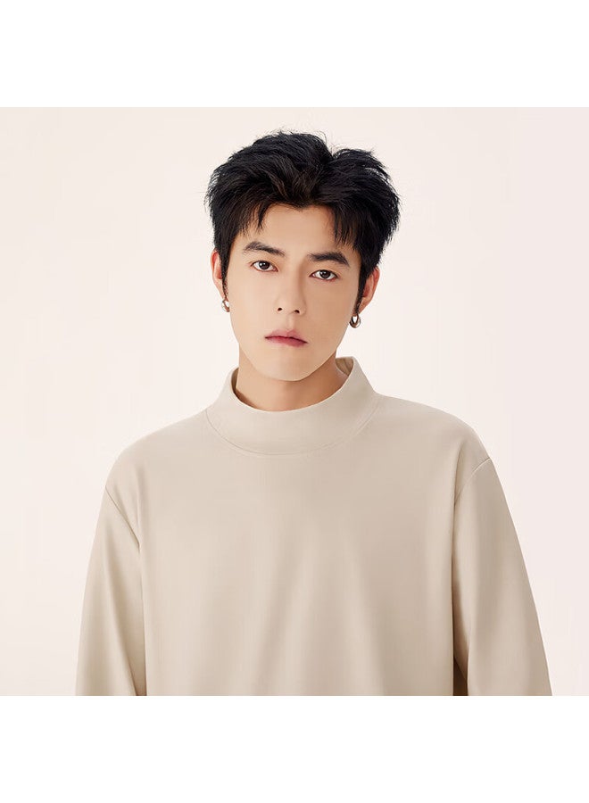 Mingchuang Youpin Miniso Men's Base Layer Half Turtleneck Autumn And Winter Fleece Thermal Underwear Couple's Innerwear Z Black 2XL - Image 2
