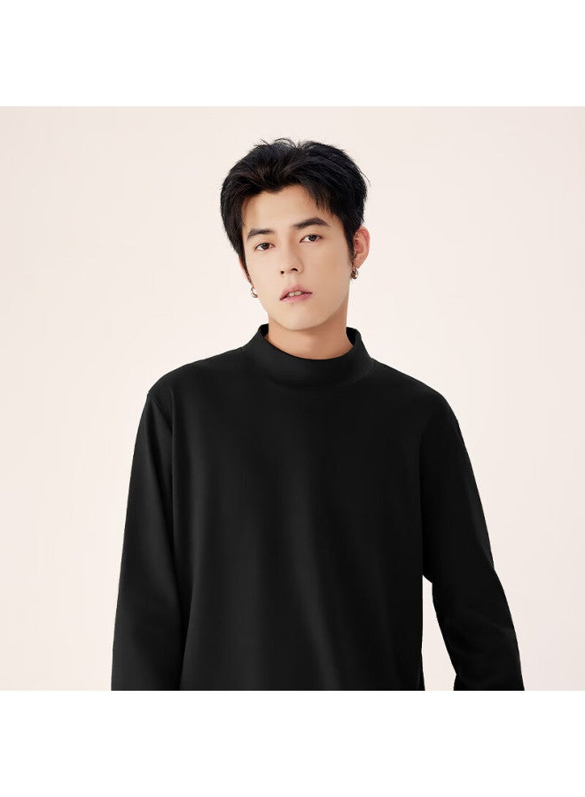 Mingchuang Youpin Miniso Men's Base Layer Half Turtleneck Autumn And Winter Fleece Thermal Underwear Couple's Innerwear Z Black 2XL - Image 3