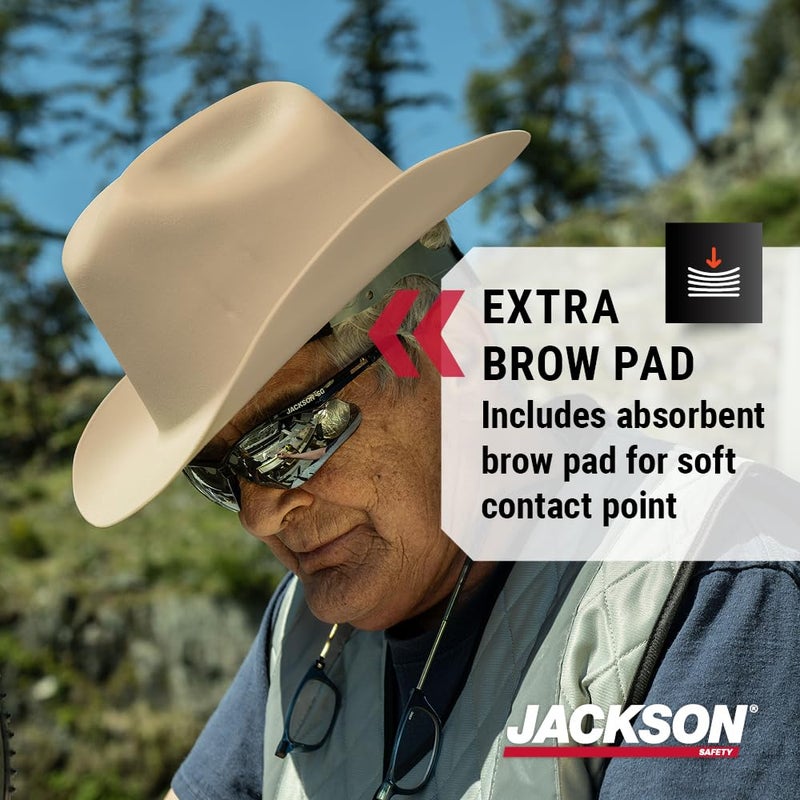 Jackson Safety خوذة جاكسون سيفتي كاوبوي - غير مهوّاة، حواف كاملة، خوذة أمان بتعليق 4 نقاط للرجال والنساء - متوافقة مع ANSI Z89.1 فئة E و OSHA - مصنوعة في الولايات المتحدة الأمريكية - Image 5