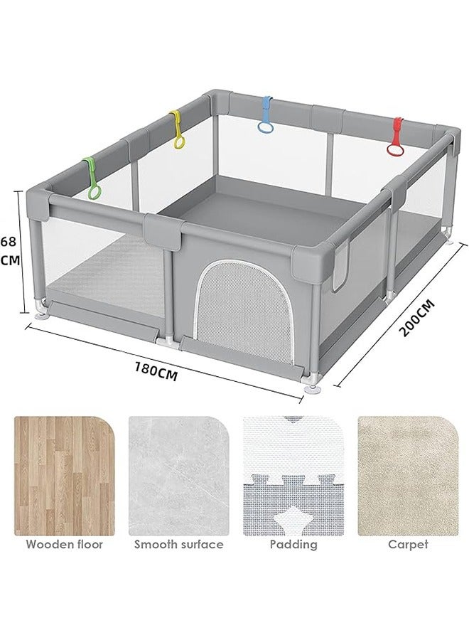 Kissy Baby Baby Playpen 200 * 180cm Playpen for Toddlers with Door and Suction Cup Baby Safe Activity Center Large Playpen Baby Bumper Foam Playpen with Breathable Mesh Safe Playpen for Toddlers - Image 3