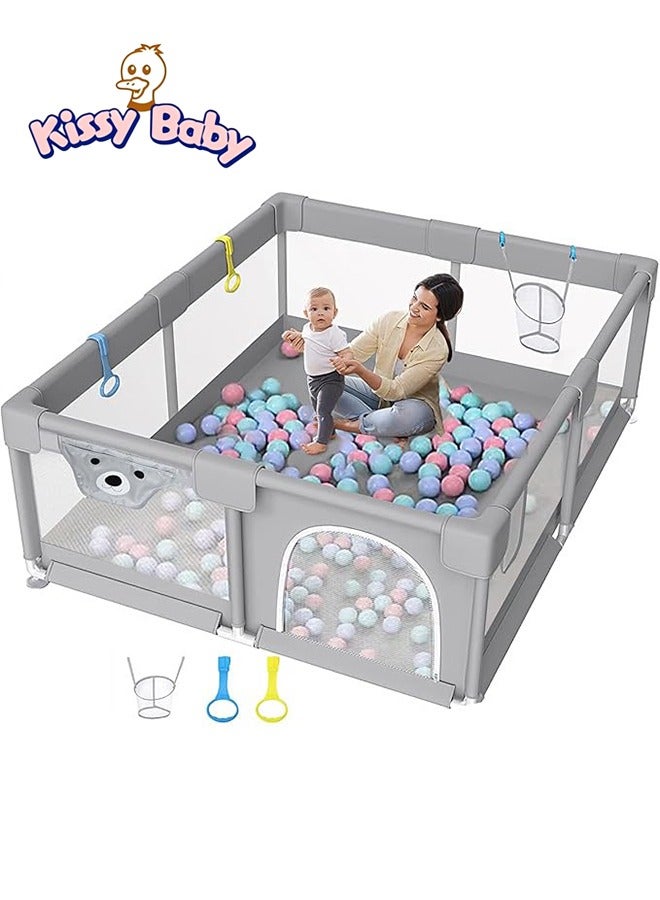 Kissy Baby Baby Playpen 200 * 180cm Playpen for Toddlers with Door and Suction Cup Baby Safe Activity Center Large Playpen Baby Bumper Foam Playpen with Breathable Mesh Safe Playpen for Toddlers - Image 2