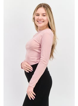 Missguided Women Petite Size Ribbed Long Sleeve  Bodysuit, Pink  - Image 2