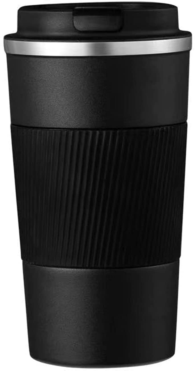 MustHome Vacuum Insulated Coffee Cup,Double Walled Travel Mug with Grip Vacuum Insulation Stainless Steel with Leakproof Lid Eco-Friendly Wide Mouth Reusable Cup for Coffee,Tea and Beer (Black) - Image 2